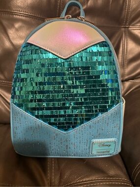 Loungefly Teal Sequin  Frozen Elsa Dress Mini Backpack